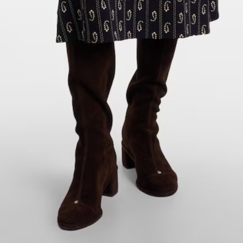 TORY BURCH Cap-toe 55 suede knee-high boots